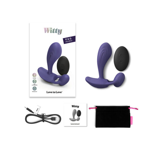 Love to Love Witty Rechargeable Remote-Controlled Silicone P & G Vibrator Midnight Indigo