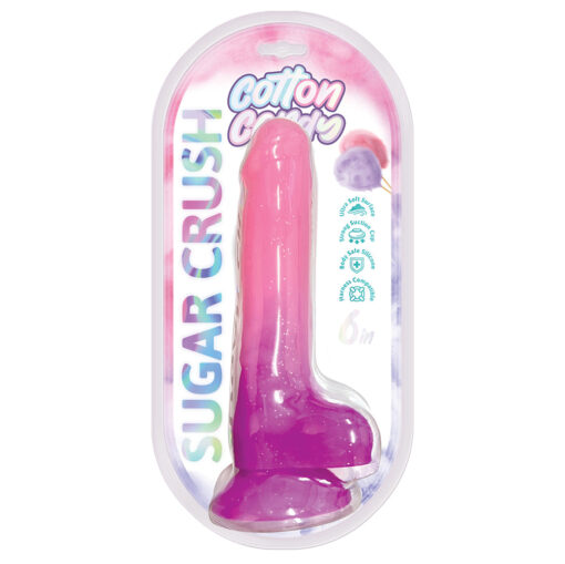 Cotton Candy Sugar Crush 6 in. Silicone Dildo Pink-Purple