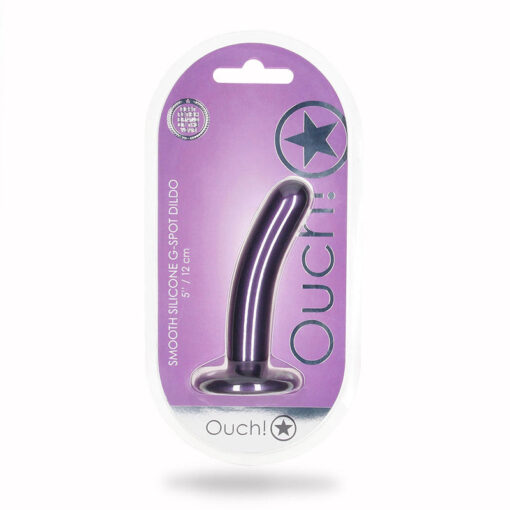 Ouch! Smooth Silicone 5 in. G-Spot Dildo Metallic Purple