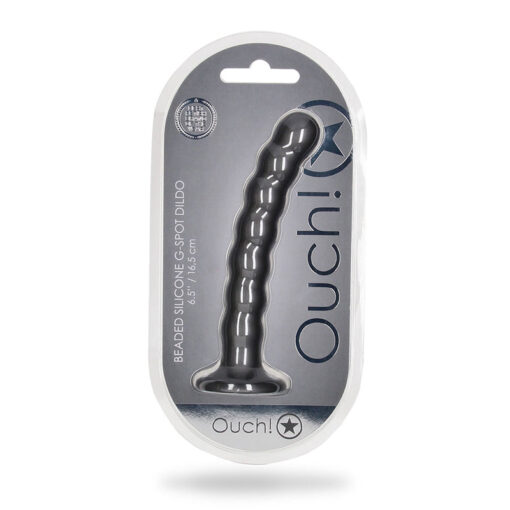 Ouch! Beaded Silicone 6.5 in. G-Spot Dildo Gunmetal