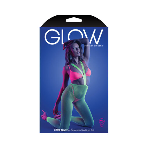 Fantasy Lingerie Glow Come Alive Set Neon Green O-S