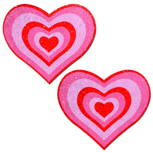 Pastease Glitter Pumping Heart Pasties Pink-Red