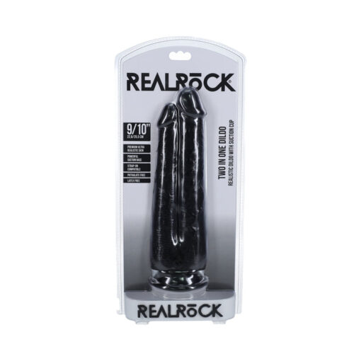 RealRock Two in One 9 in. - 10 in. Dildo Black