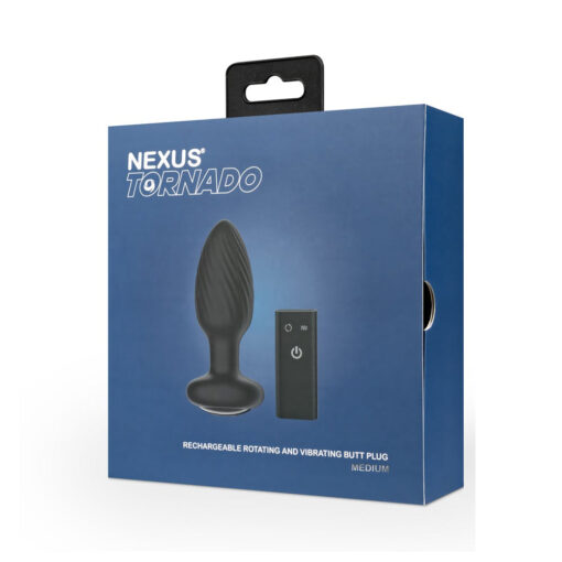 Nexus Tornado Medium Rotating and Vibrating Butt Plug with Remote Control Black