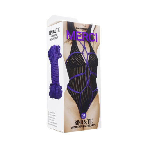 Merci Bind & Tie 6mm Hemp Bondage Rope 50 ft. Violet