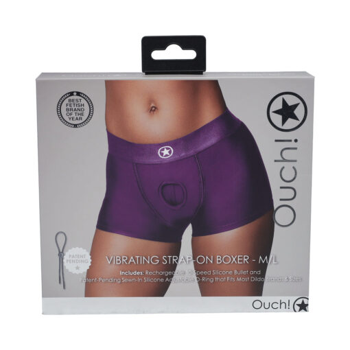 Ouch! Vibrating Strap-on Boxer Purple M-L