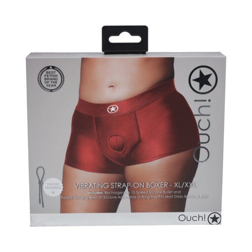 Ouch! Vibrating Strap-on Boxer Red XL-XXL