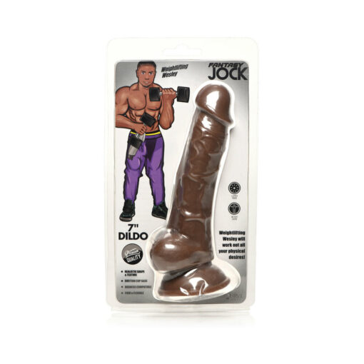 Jock Weightlifting Wesley 7 in. Dildo with Balls Dark