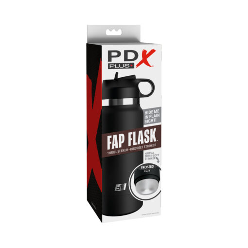 PDX Plus Fap Flask Thrill Seeker Discreet Stroker Black Bottle Frosted