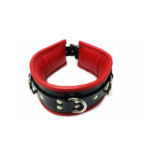 Rouge Leather Padded Collar Black-Red