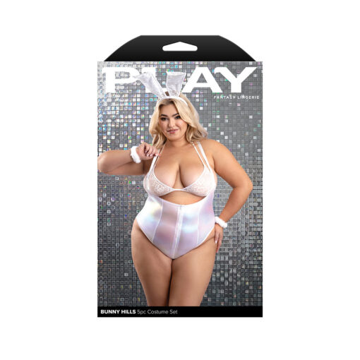 Fantasy Lingerie Play Bunny Hills 5-Piece Bunny Costume Set White XL-2XL