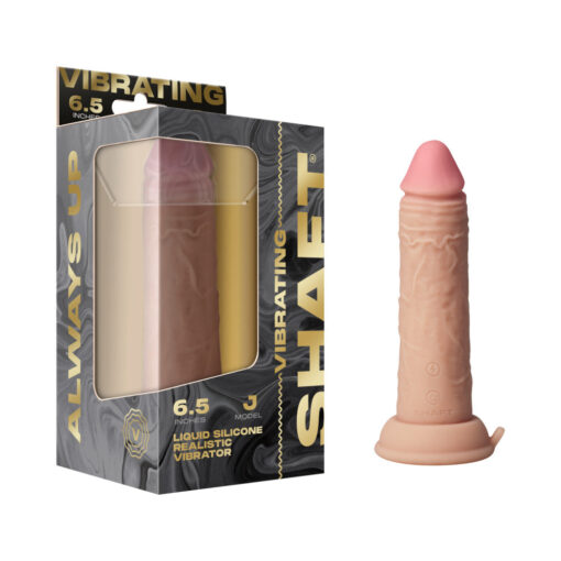 Shaft Vibrating Model J: 6.5 in. Dual Density Silicone Dildo Pine