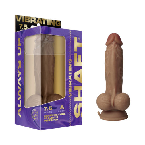 Shaft Vibrating Model A: 7.5 in. Dual Density Silicone Dildo Oak