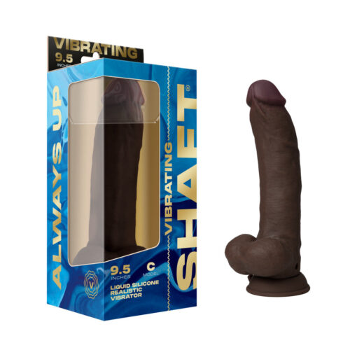 Shaft Vibrating Model C: 9.5 in. Dual Density Silicone Dildo Mahogany