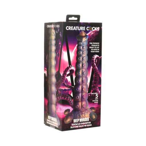 Creature Cocks Deep Invader Tentacle Ovipositor Silicone Dildo with Eggs