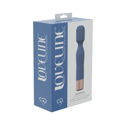 LoveLine Glamour 10 Speed Mini-Wand Silicone Rechargeable Waterproof Blue-Grey