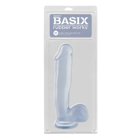 Basix Rubber Works 12 in. Dong With Balls & Suction Cup Clear