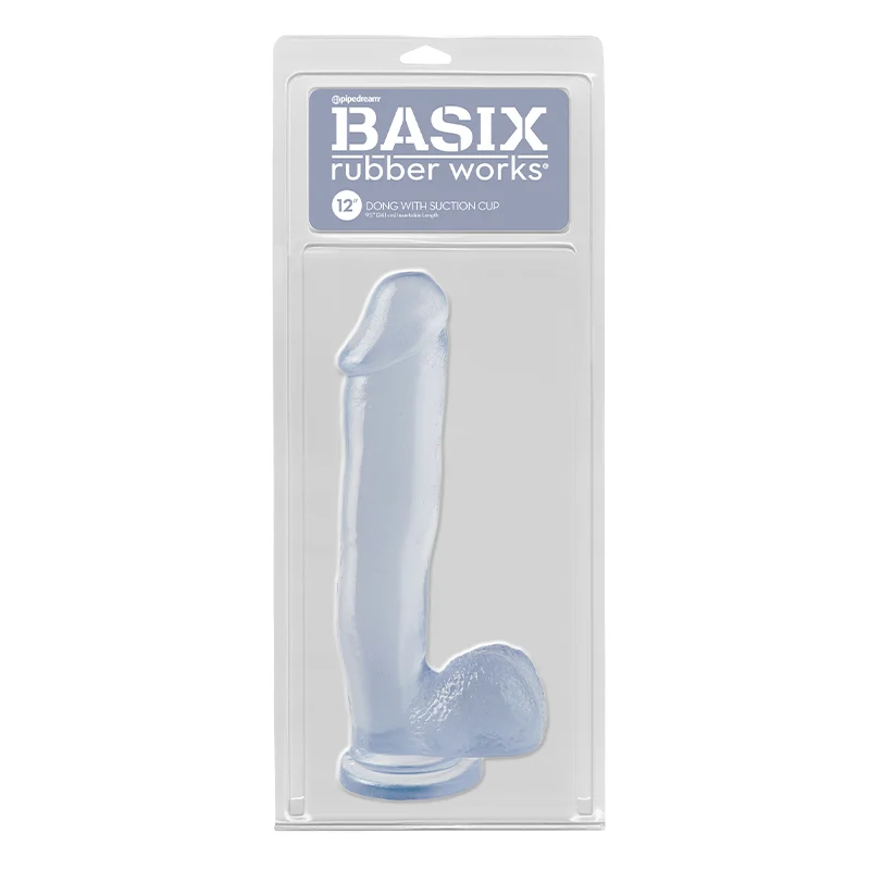 Basix Rubber Works 12 in. Dong With Balls & Suction Cup Clear