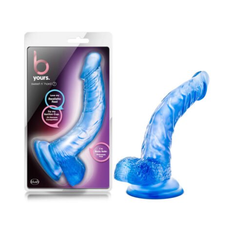 B Yours Sweet ”n Hard 7 Realistic 8.5 in. Dildo with Balls Blue