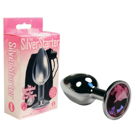 The 9”s, The Silver Starter, Bejeweled Stainless Steel Plug Pink