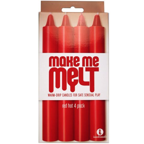 The 9”s, Make Me Melt Sensual Warm-Drip Candles, 4 Pack, Red Hot