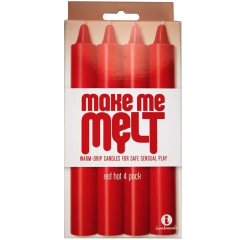 The 9”s, Make Me Melt Sensual Warm-Drip Candles, 4 Pack, Red Hot