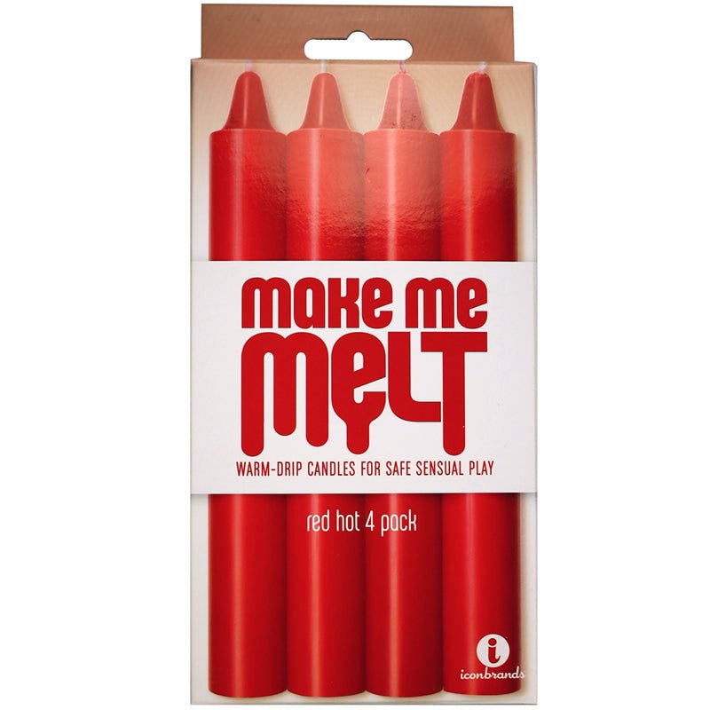 The 9”s, Make Me Melt Sensual Warm-Drip Candles, 4 Pack, Red Hot