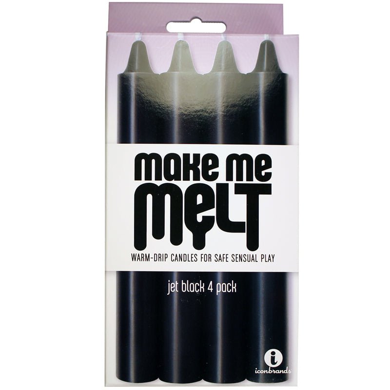 The 9”s, Make Me Melt Sensual Warm-Drip Candles, 4 Pack, Jet Black