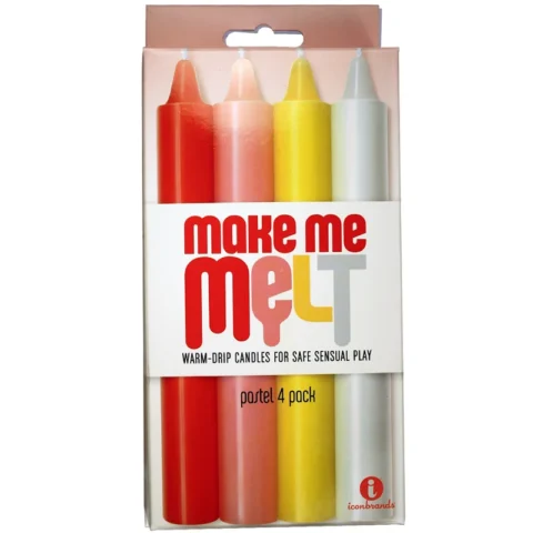 The 9”s, Make Me Melt Sensual Warm-Drip Candles, 4 Pack, Pastel