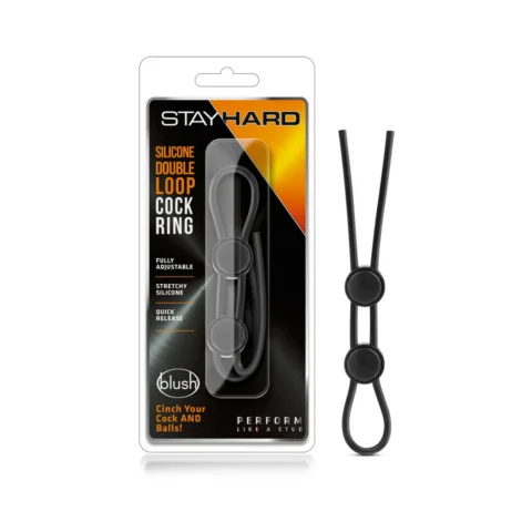 Stay Hard Silicone Double Loop Lasso/Bolo Cockring Black