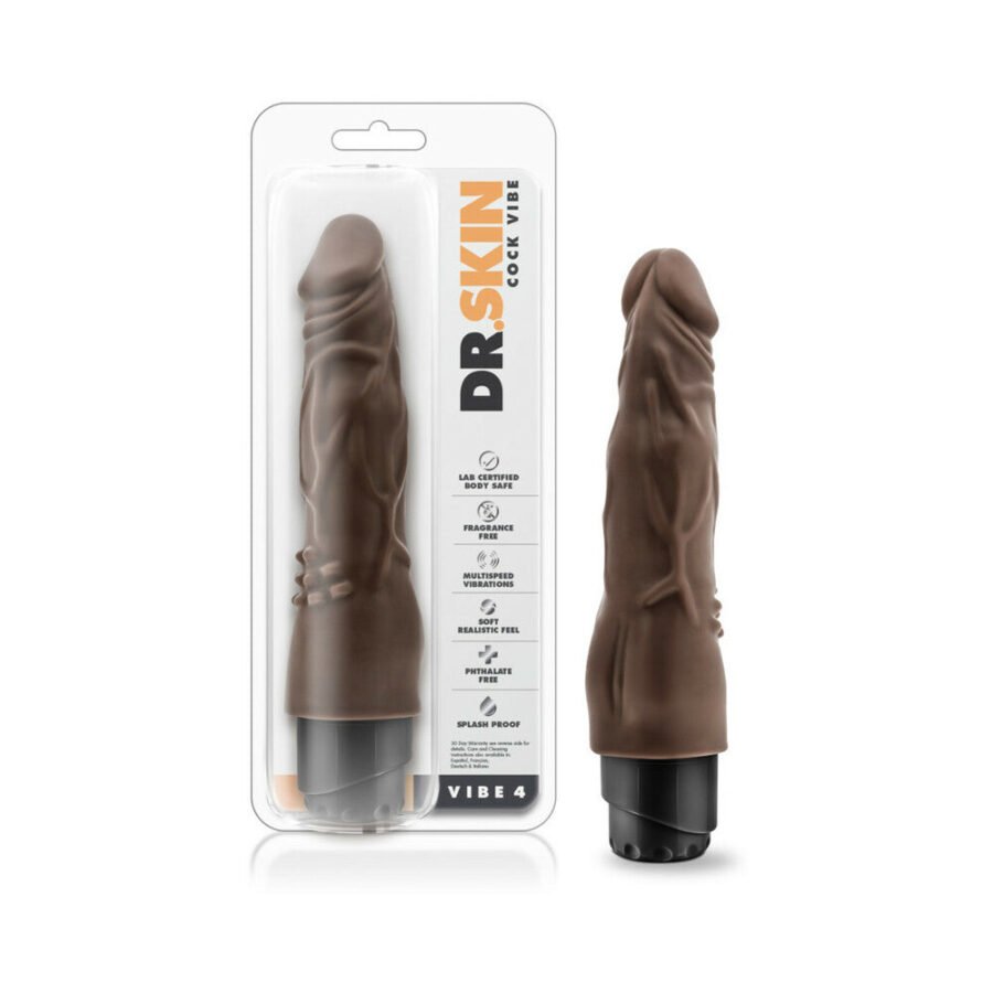 Dr. Skin Cock Vibe 4 Realistic 8 in. Vibrating Dildo Brown