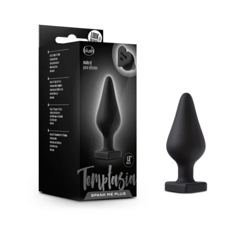 Temptasia ”Spank Me” Silicone Anal Plug with Heart-Shaped Base Black