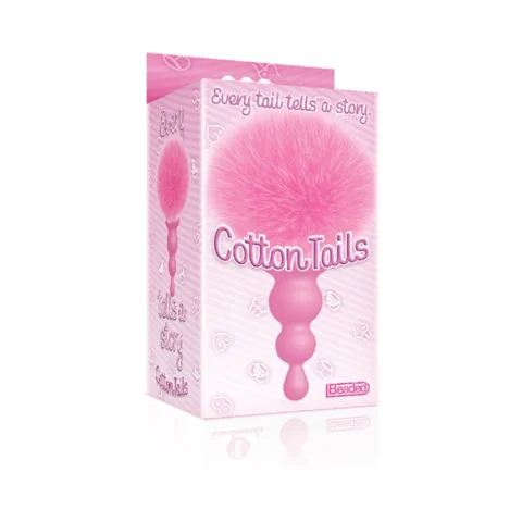 The 9”s Cottontails Silicone Bunny Tail Butt Plug Beaded Pink