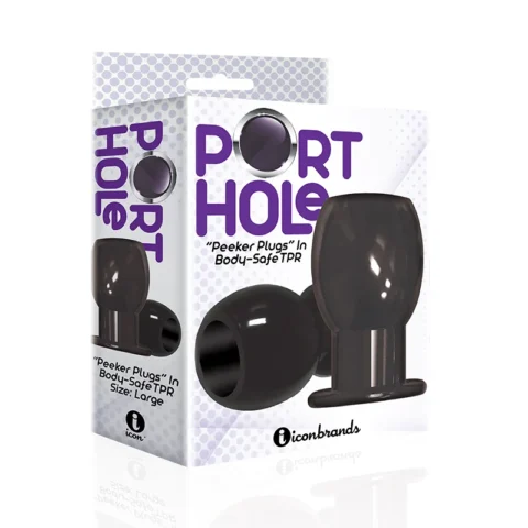 The 9”s Port Hole Hollow Butt Plug Black