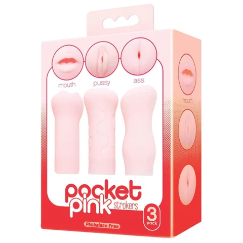 The 9”s Pocket Pink Mini Masturbator Trio
