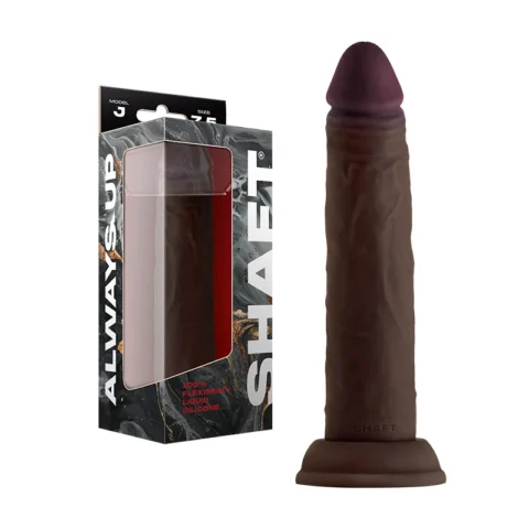 Shaft Model J: 7.5 in. Dual Density Silicone Dildo Mahogany