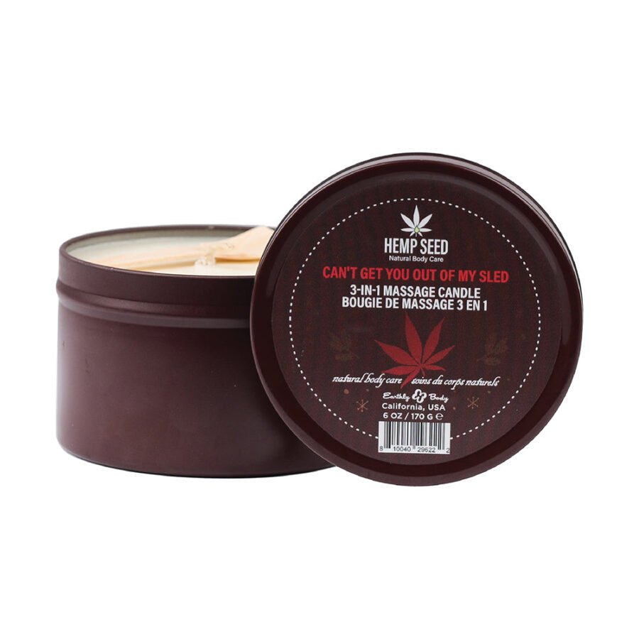 Earthly Body Hemp Seed 3-in-1 Holiday Candle Can”t Get You Out Of My Sled 6 oz.