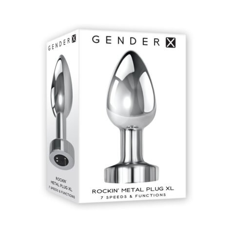 Gender X Rockin” Metal Plug XL Rechargeable Vibrating Anal Plug Aluminum Silver