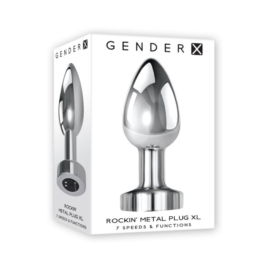 Gender X Rockin” Metal Plug XL Rechargeable Vibrating Anal Plug Aluminum Silver