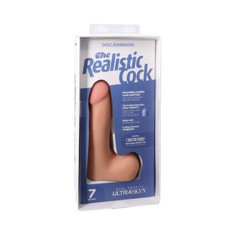 The Realistic Cock 7 in. ULTRASKYN Vac-U-Lock Dildo with Balls Vanilla