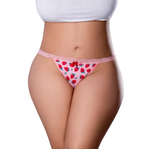 Magic Silk Sweet Treats Split Back & Crotchless Panty with Lube Strawberry Queen Size