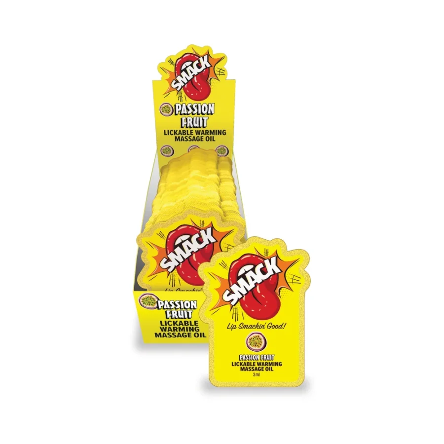 Smack Lickable Massage Oil 3 ml Pouch Passion Fruit 36-Piece Display