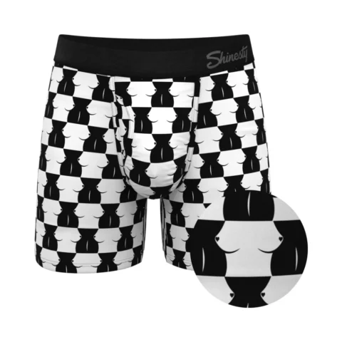Shinesty The Chest Mate Checkered Ball Hammock Pouch Underwear with Fly L