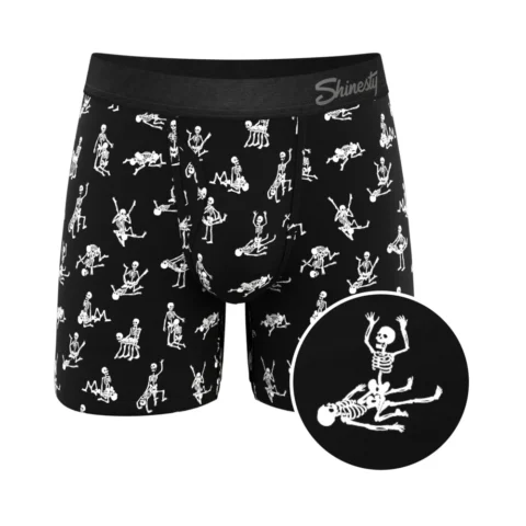 Shinesty The Bare Back Bones Glow-in-the-Dark Skeletons Ball Hammock Pouch Underwear with Fly XL