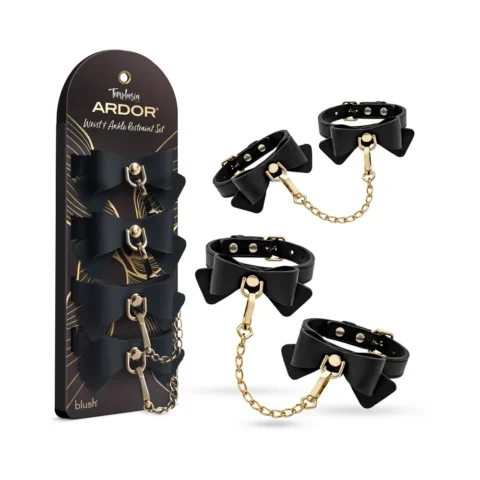 Temptasia Ardor Wrist & Ankle Restraints Black with Bow
