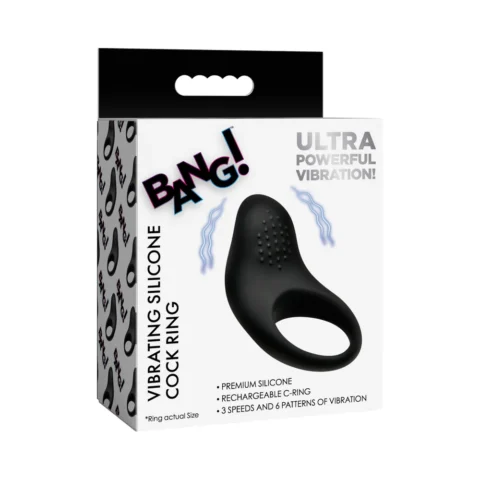 BANG! Vibrating Silicone Cock Ring Black